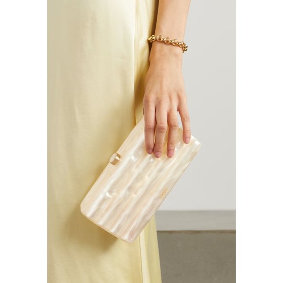 Cult Gaia Enid Textured Acrylic Clutch Bag in Ivory New Womens Purse - Picture 1 of 17